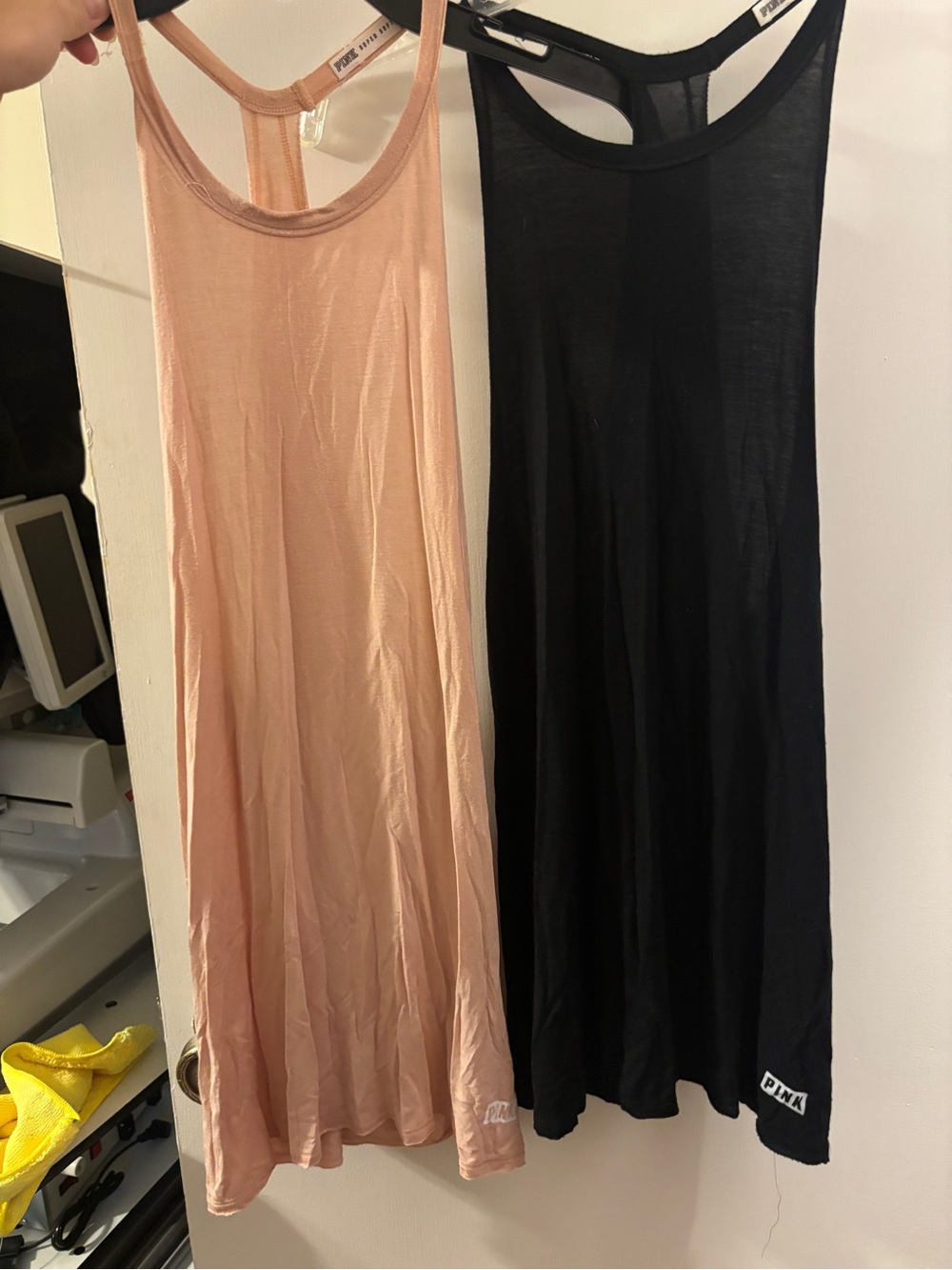 PINK Victoria's Secret Racerback Tank Tops - Nude Pink & Black